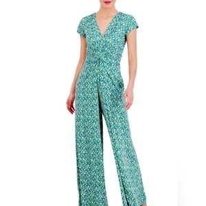 NWT Vince Camuto Printed Twist-Front Wide-Leg Jumpsuit